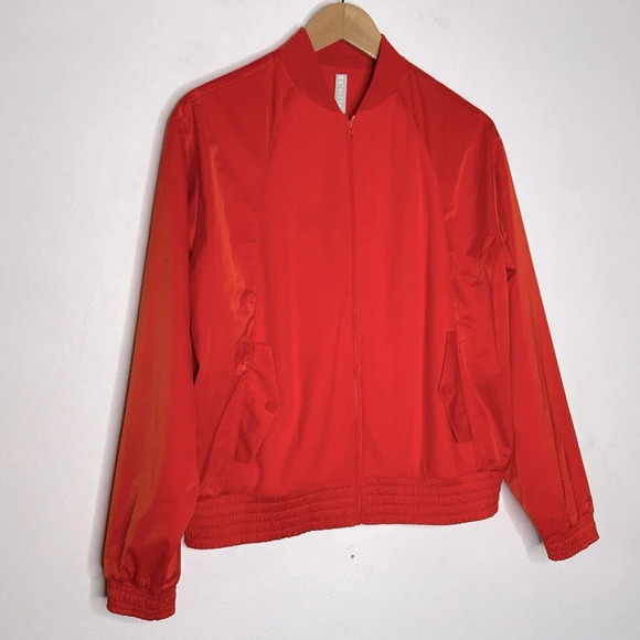 Athleta Zion Microfleece Full Zip Bomber Jacket in Torch Red Size S - Picture 14 of 14